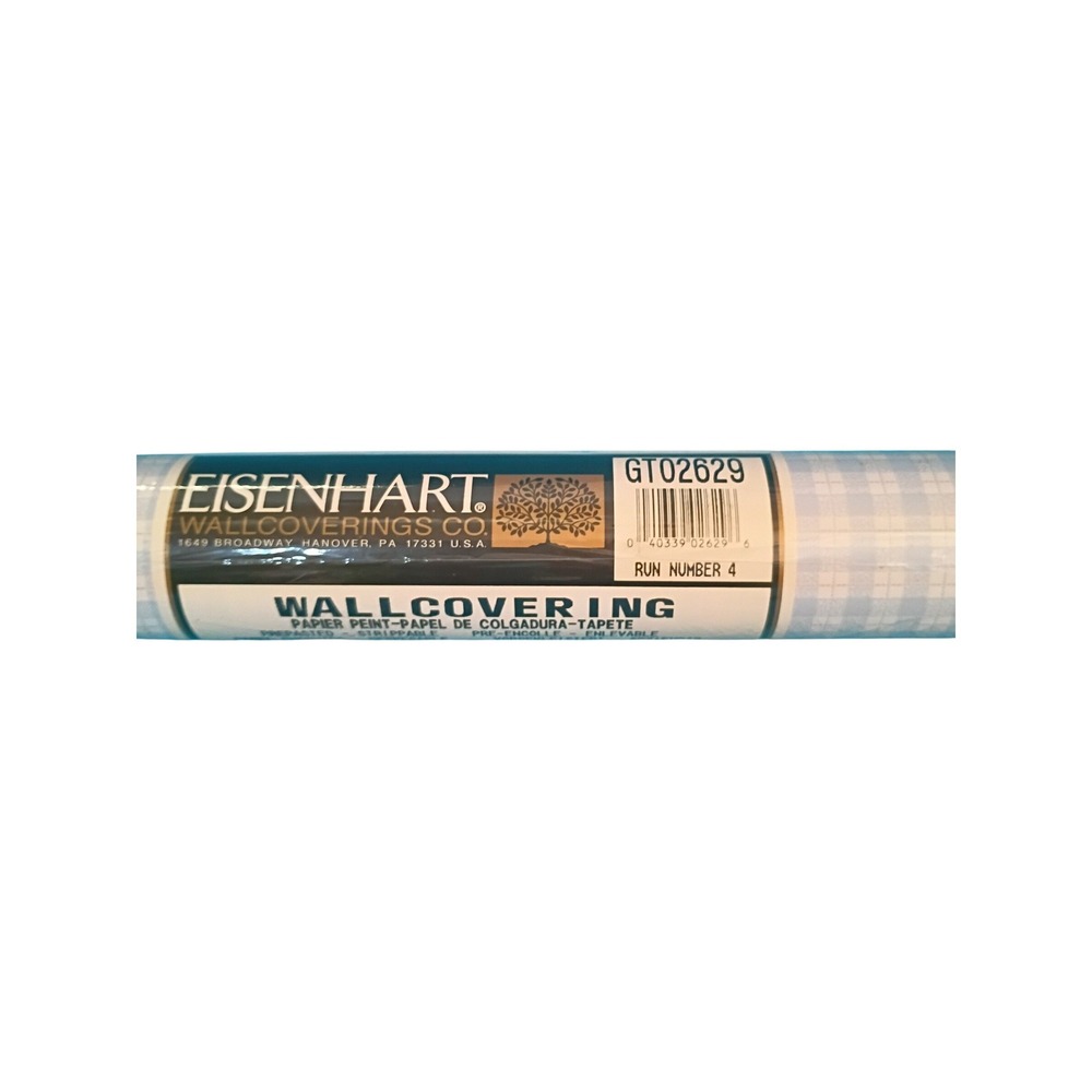 Eisenhart Blue White Gingham Plaid Wallpaper GT02629 Prepasted Double Roll 33ft